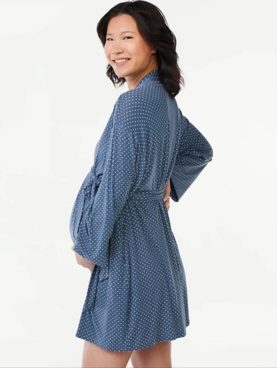 Joyspun Other - Joyspun Maternity Blue And Cream Polka Dot Robe — L/XL